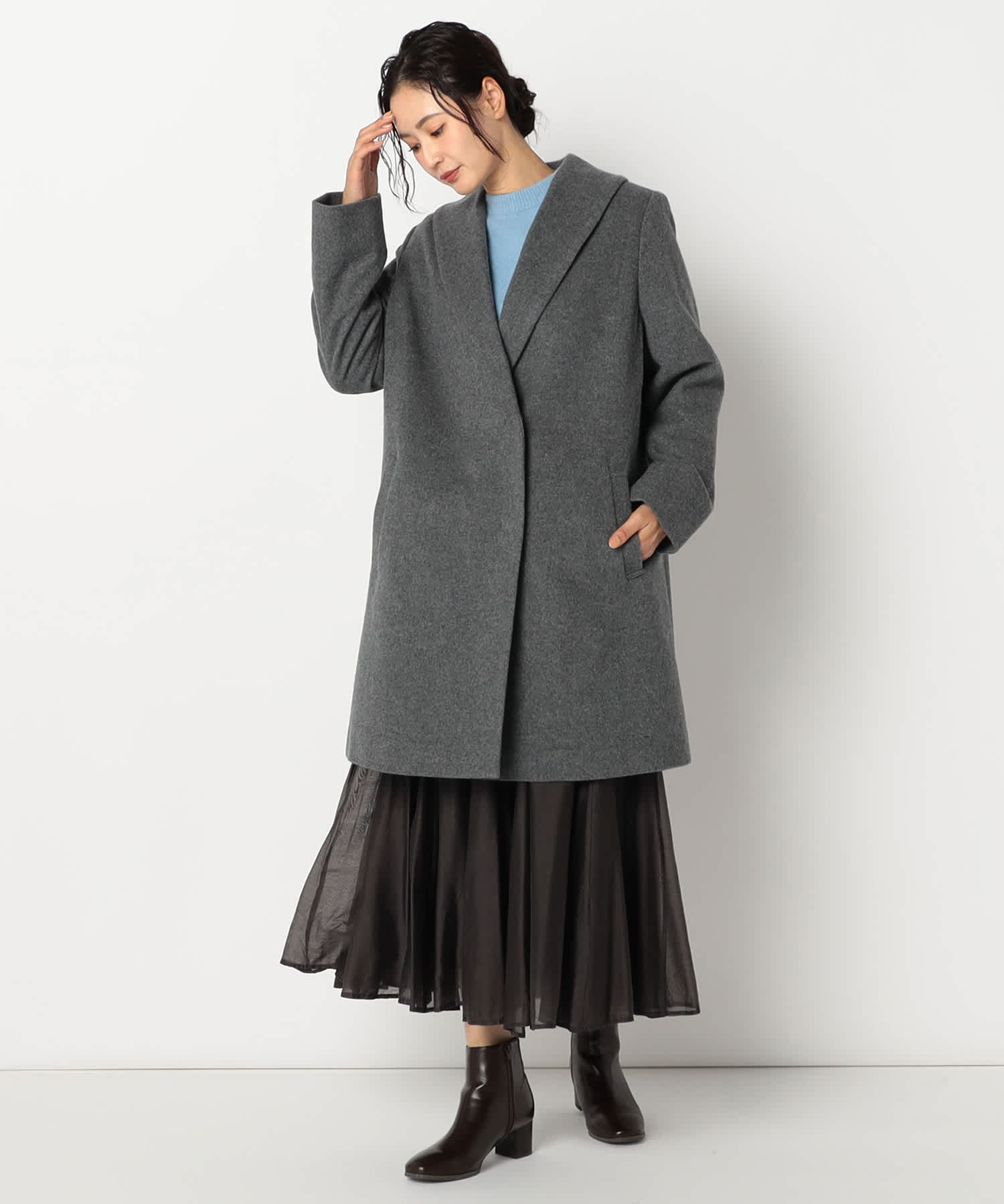 【特別価格20%OFF】ウールシンプルロングコート