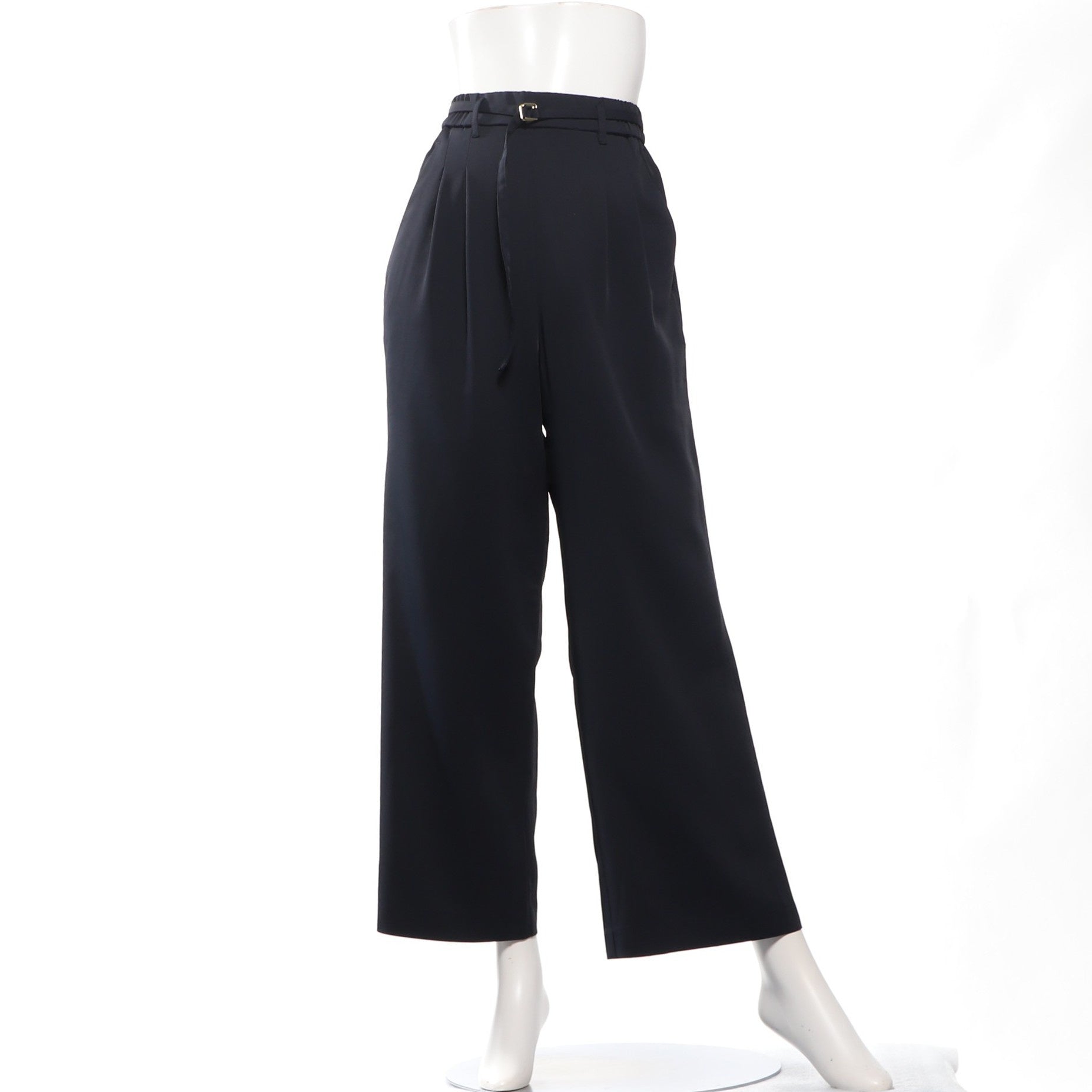 ベルト付きタックパンツ【ネイビー】