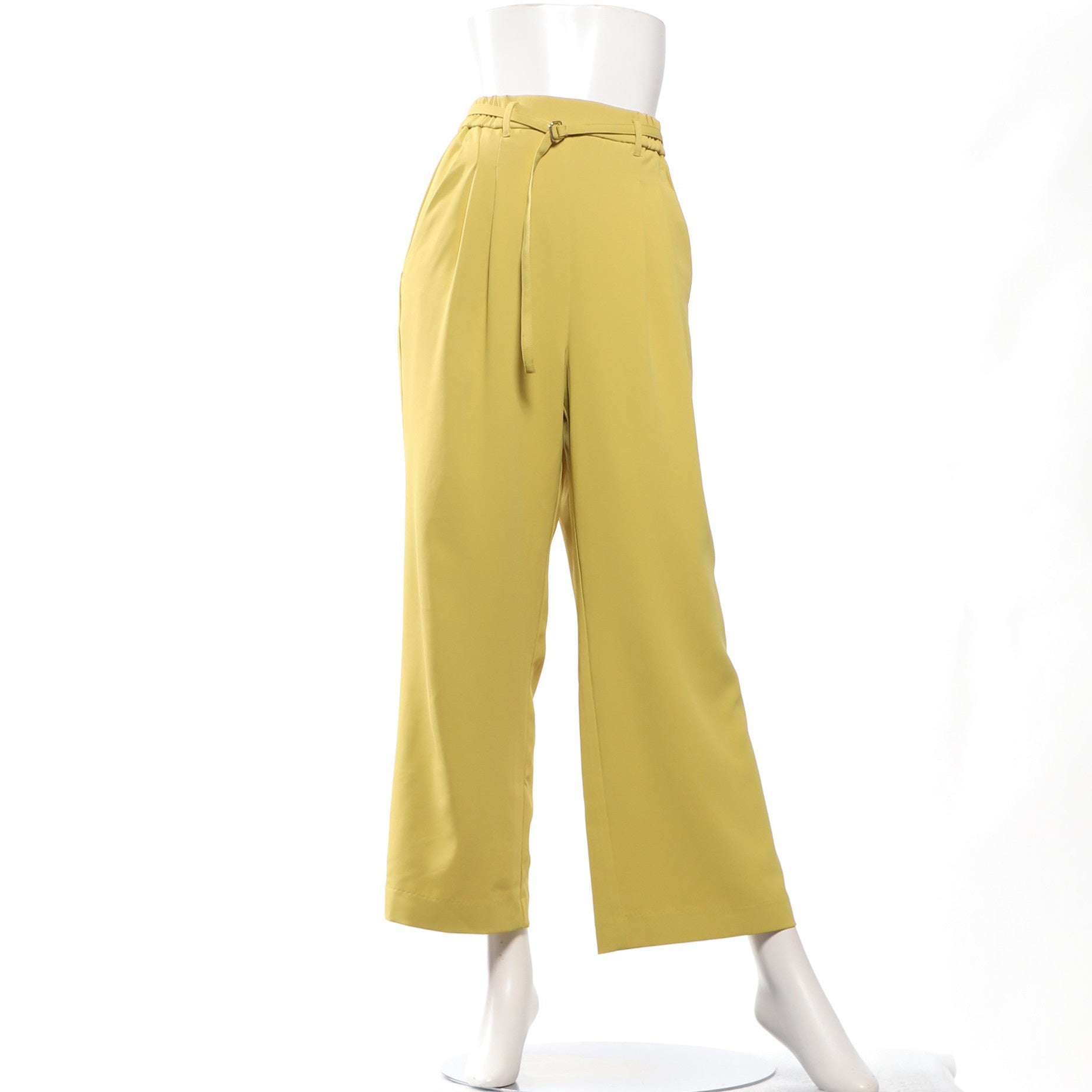 ベルト付きタックパンツ【イエロー】