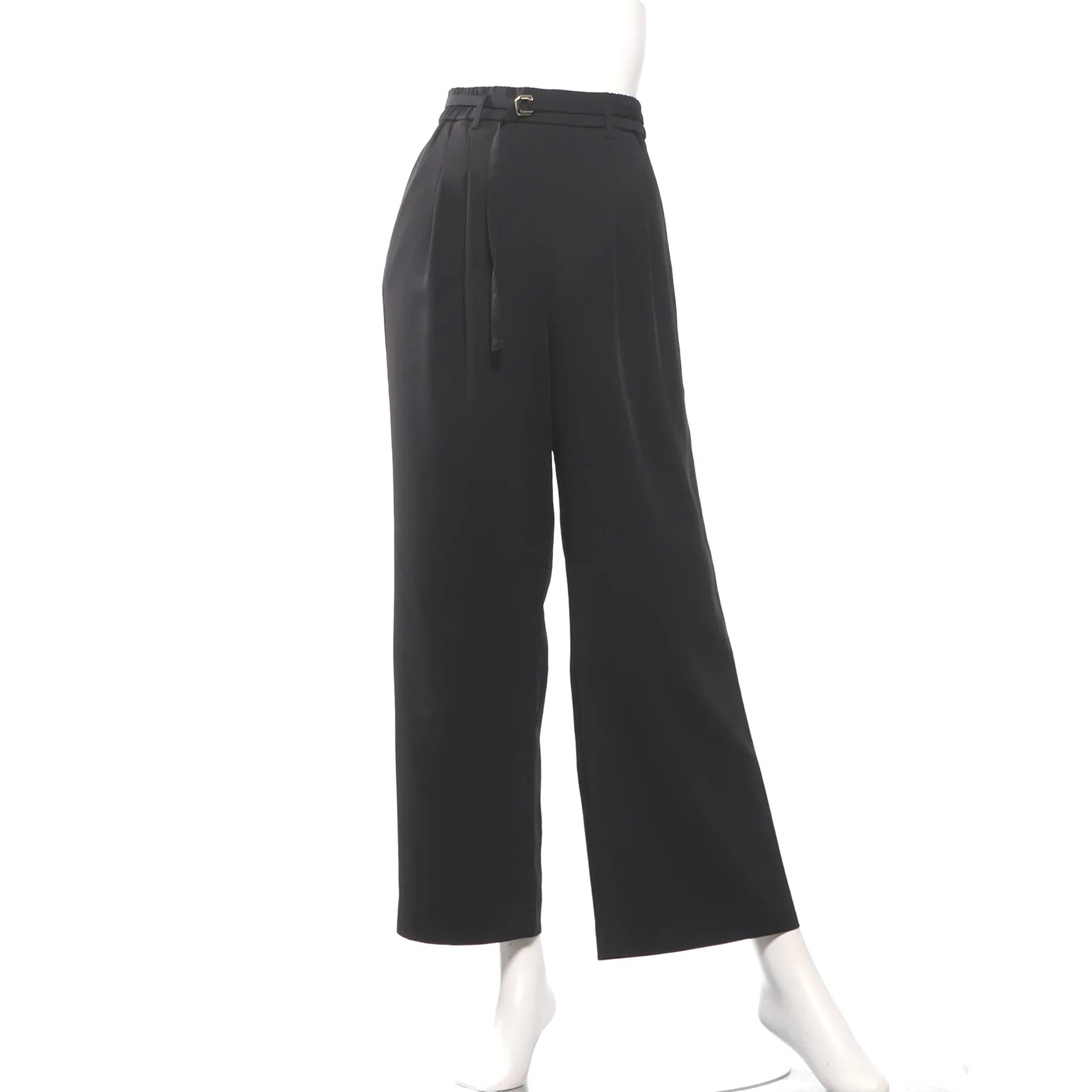 ベルト付きタックパンツ【ブラック】