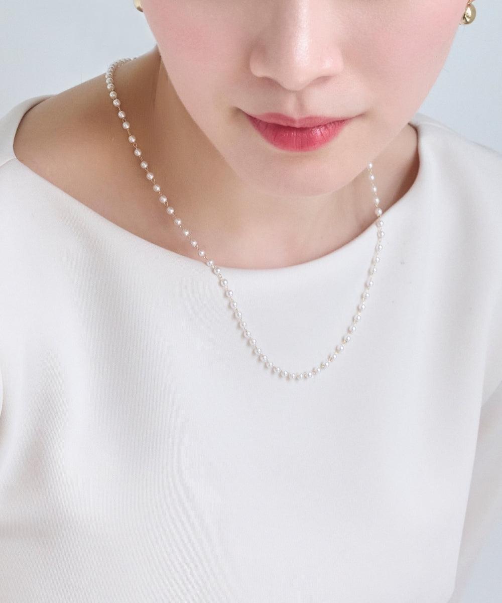 シンプルパールチェーンネックレス