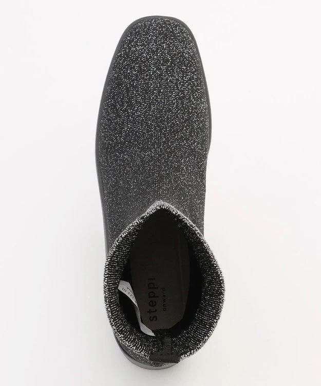 プラットフォーム ストレッチブーツ【ブラック×シルバーラメ】