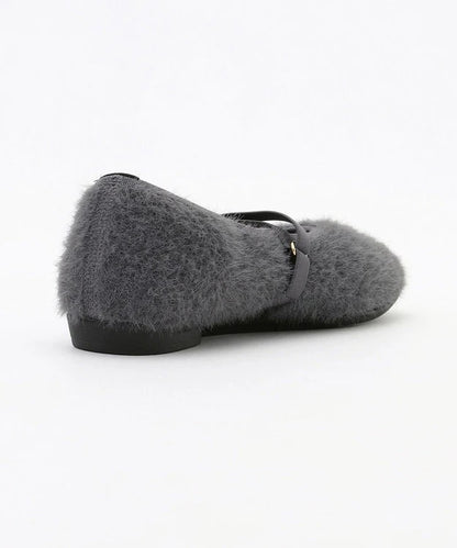 ラウンドファー パンプス【グレー】