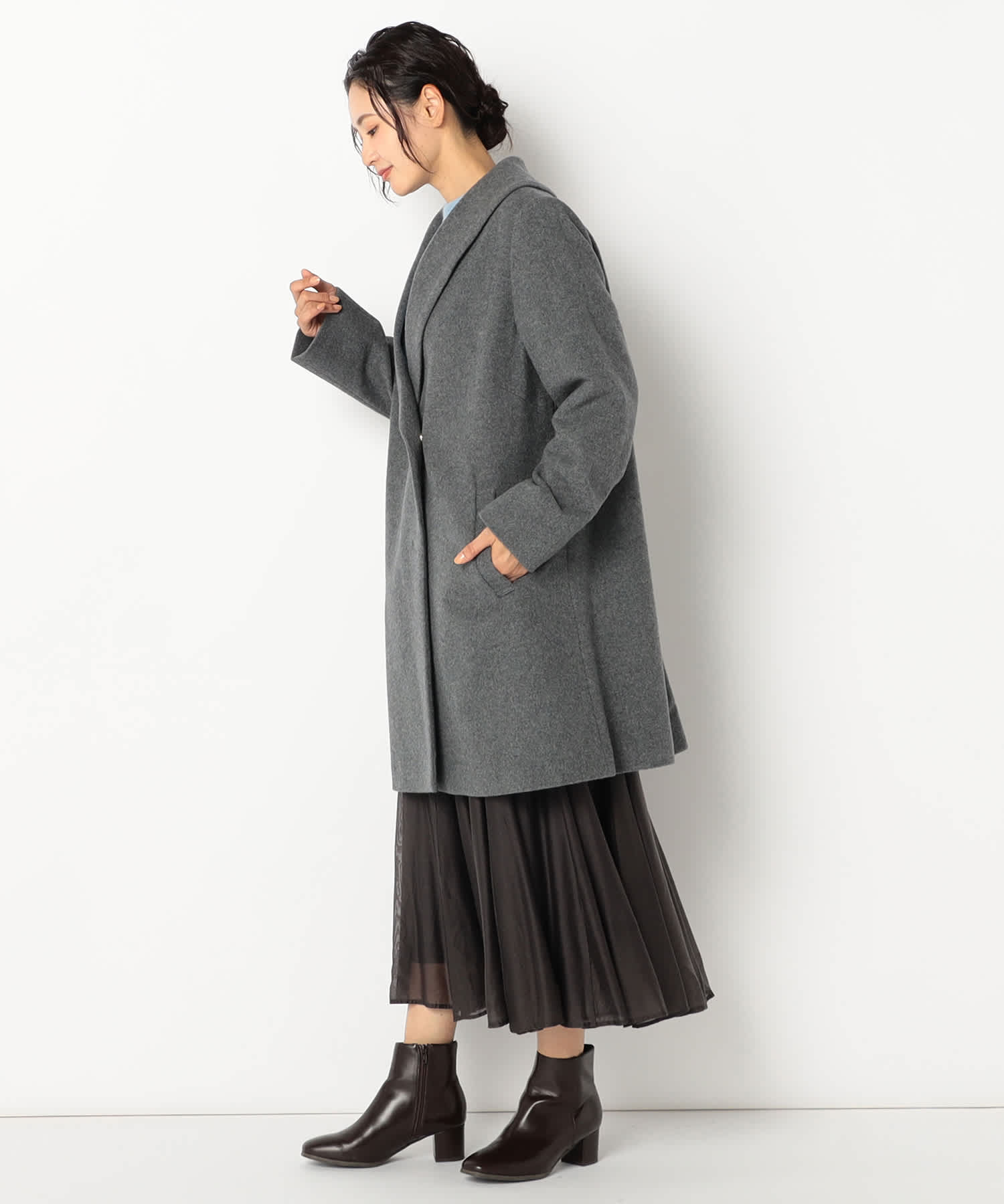【特別価格20%OFF】ウールシンプルロングコート