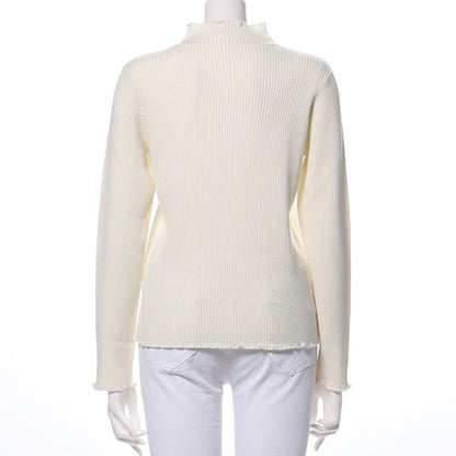 Vネックメローフリルニット