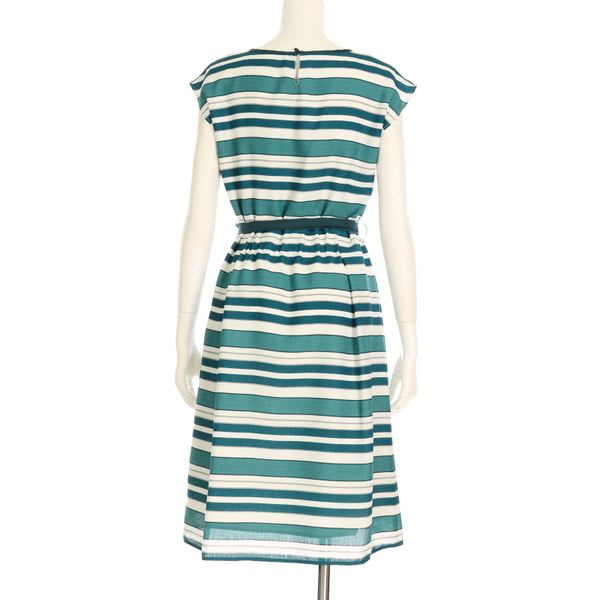 麻調マルチボーダー柄ワンピース