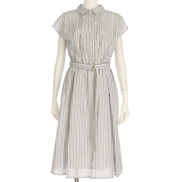 マルチカラーピケストライプシャツワンピース