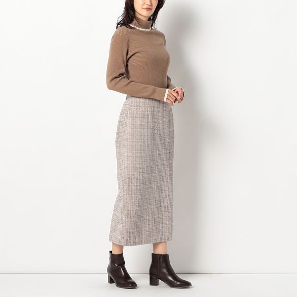ツイードバックスリットスカート