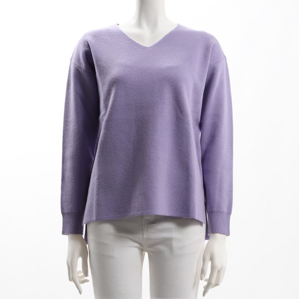 サイドスリットVネックハイゲージニット