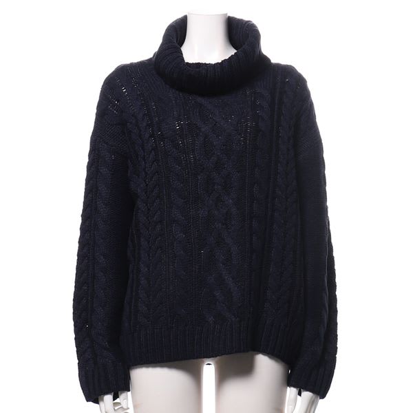 オフタートルネックケーブルニット