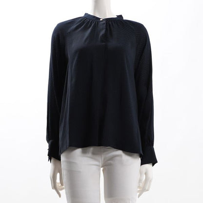 ドット柄バンドカラーブラウス