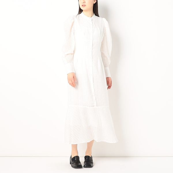シアーチェック柄シャツワンピース