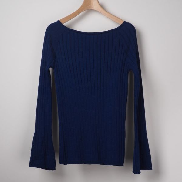 ワイドリブボートネックニット