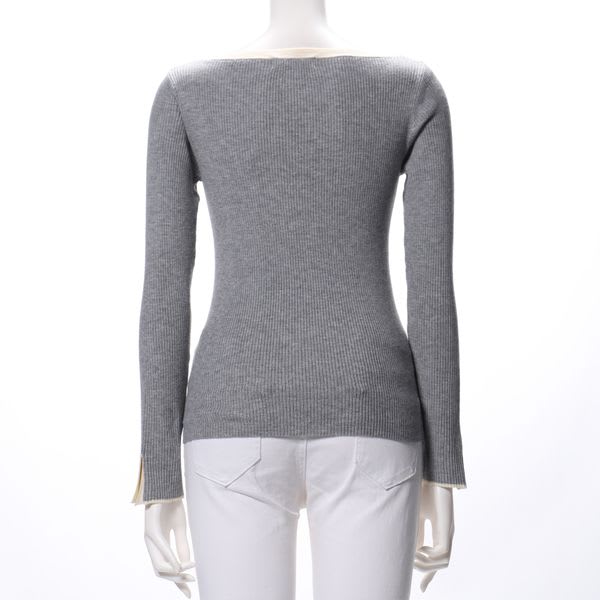 バイカラーデザインリブニット