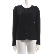 ゴールドボタンアクセントコンパクトクルーネックカーディガン