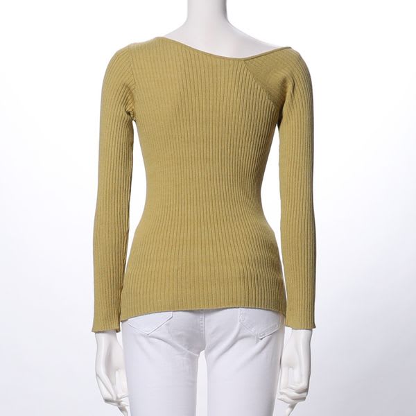 アシンメトリーデザインリブニット