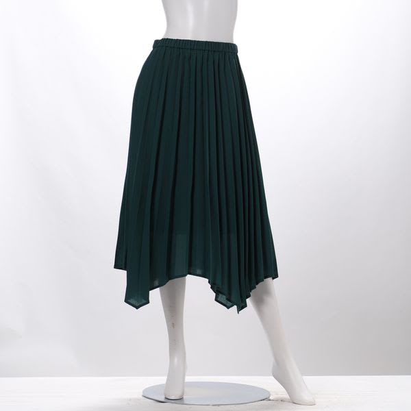 アシンメトリーヘムプリーツスカート