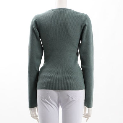 ラウンドネックリブニット