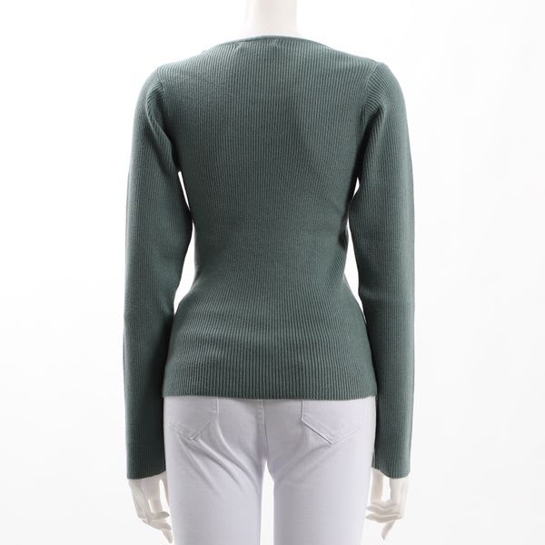 ラウンドネックリブニット