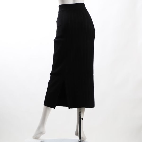 リブ幅切替バックスリットニットタイトスカート