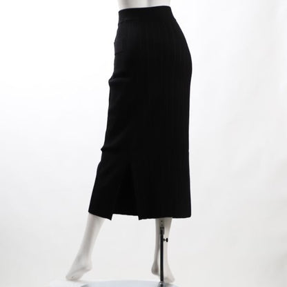 リブ幅切替バックスリットニットタイトスカート