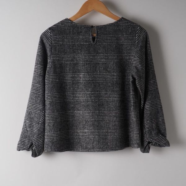グレンチェック柄ブラウス