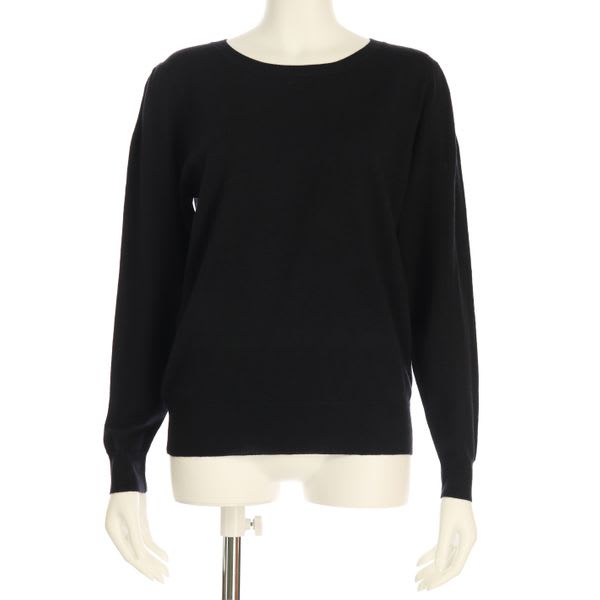 パフスリーブラウンドネックニットプルオーバー