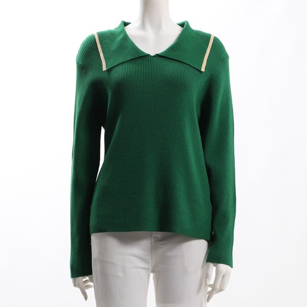 バイカラーデザイン襟ニット