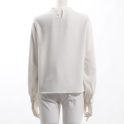 肩ギャザーボウタイブラウス