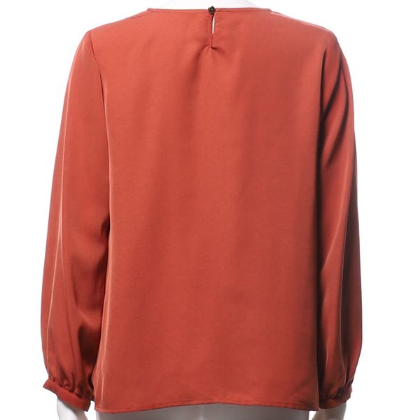 ギャザーデザインオープンフロントネックブラウス