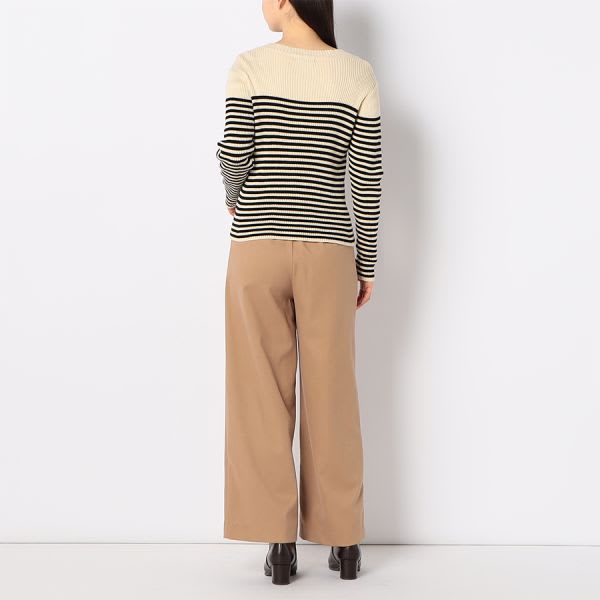 シンプルクルーネックリブニット