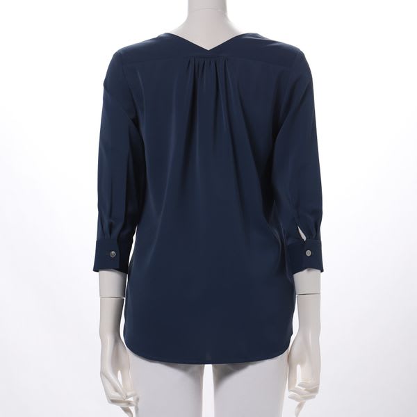 フラップポケットデザイン前開きブラウス