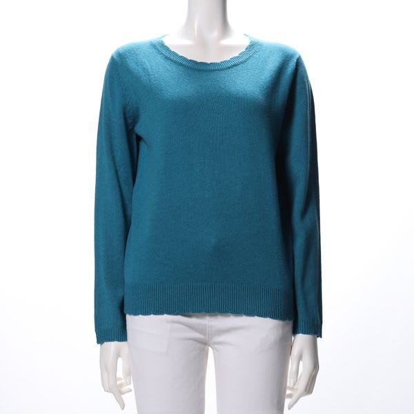 スカラップデザインラウンドネックニット