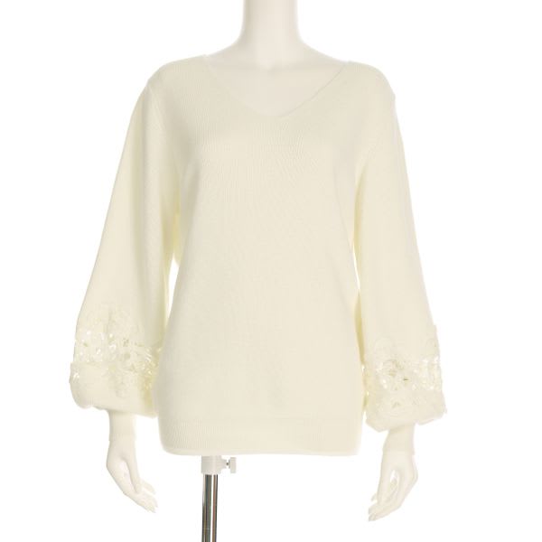 バテンレース切り替えニットプルオーバー