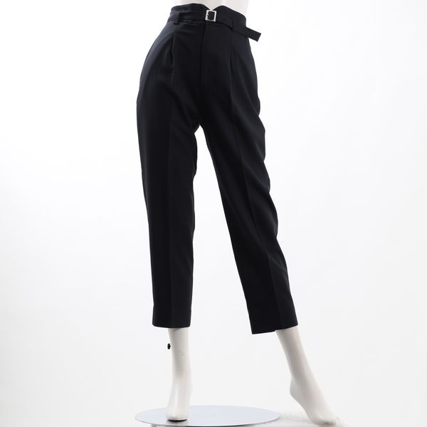 バックゴムベルト付きタックテーパードパンツ
