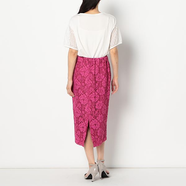 配色レースタイトスカート