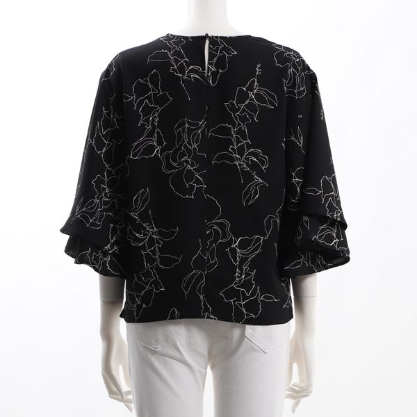 フレアスリーブ総柄ブラウス