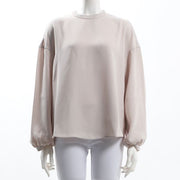 ドロップショルダースタンドカラーブラウス