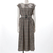 クラシカルチェックプリントワンピース