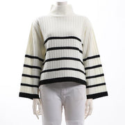 ボーダーボトルネックニット