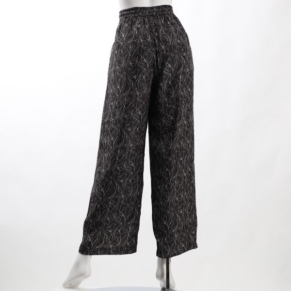 ラインプリント総柄ドロストワイドパンツ