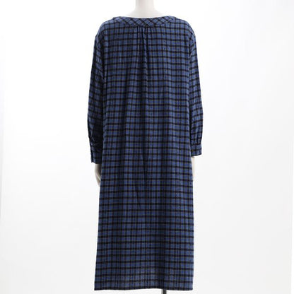 フロントボタンチェック柄ワンピース