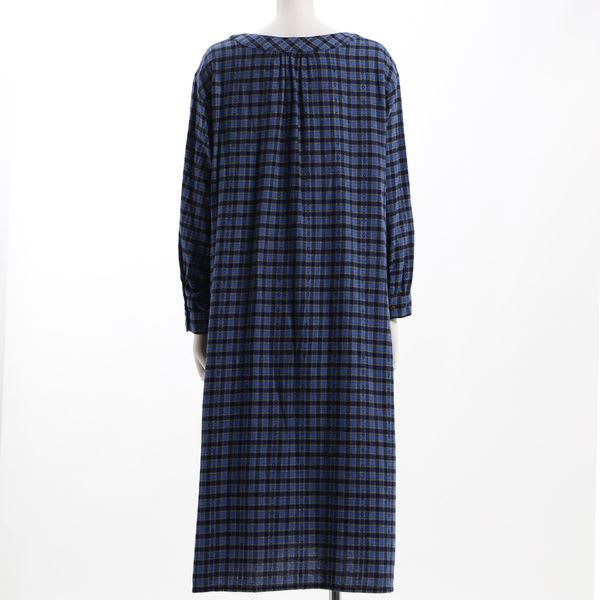 フロントボタンチェック柄ワンピース