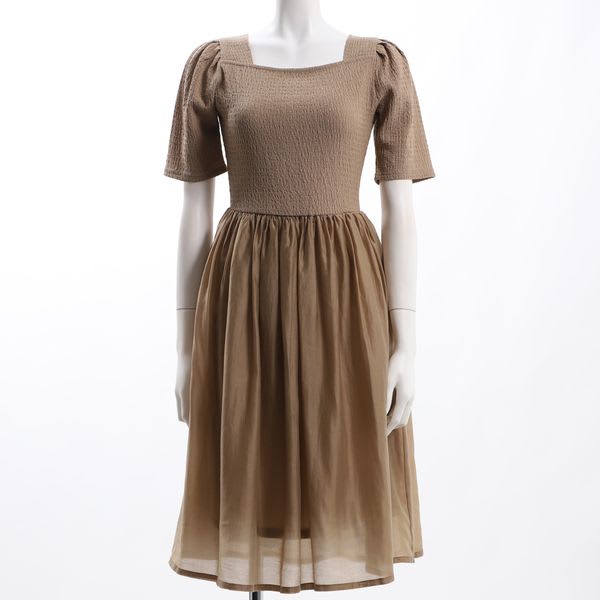 ポコポコシャーリング異素材ドッキングワンピース