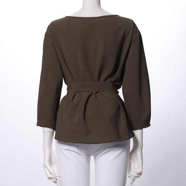 リボンベルト付きブラウス