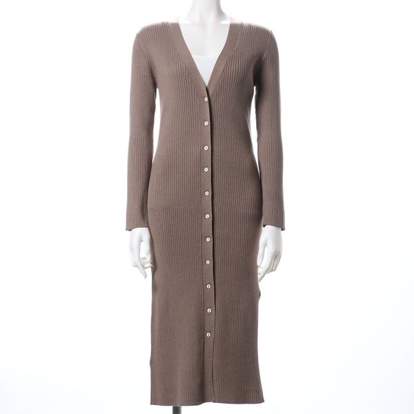 すっきりシルエットロングリブニットカーディガン