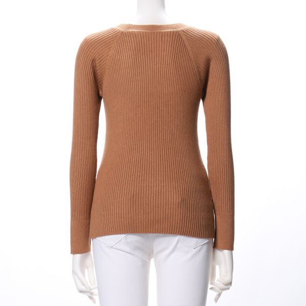 ヒートリブボタンニット