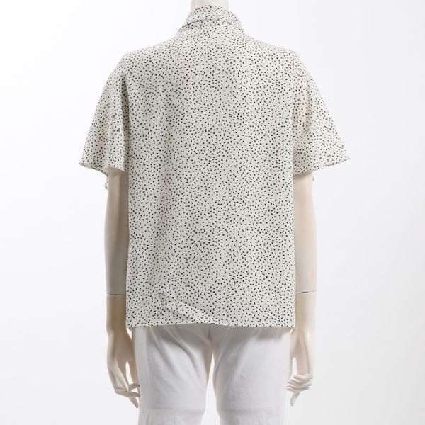 デシンドットプリントボウタイブラウス