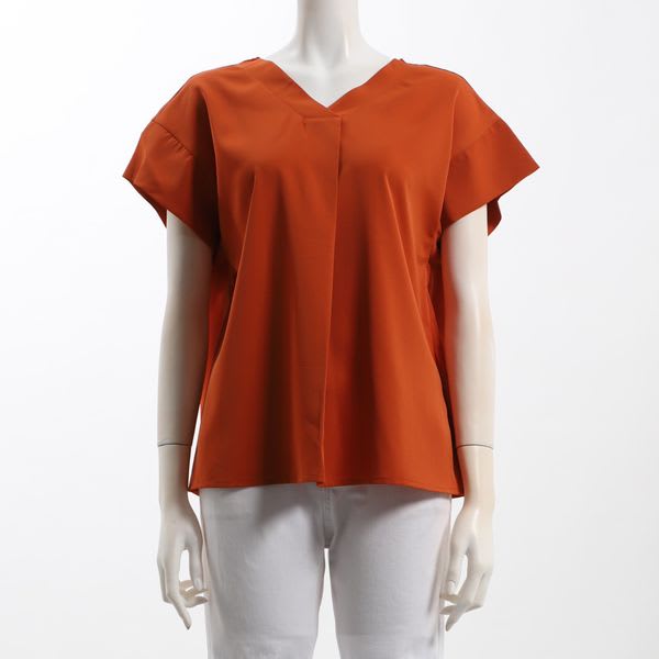 フロントタックVネックブラウス