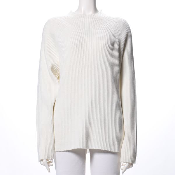 ボトルネックロングスリーブリブニット